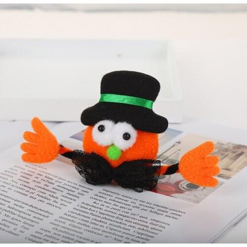 Halloween Slap Bracelet Cartoon Pumpkin Bat Cat Ghost Plush Doll LED Light Wristband Hand Ring Toys Glow Bangle for Kids