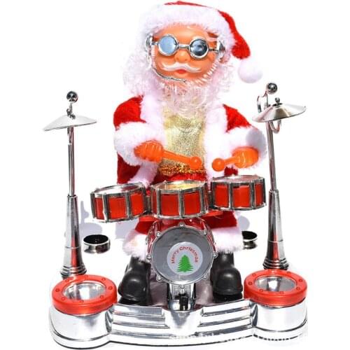 Jingle Bell Rock Santa Animated Piano Drum Santa Claus Charistmas Electric Toys for Children XMAS Decorations for Home Party