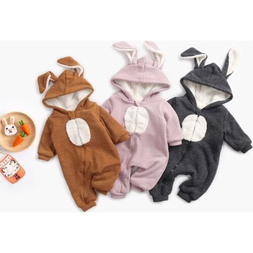 MILANCEl 2021 Autumn New Baby Clothing Hooded Jumpsuit Cartoon Rabbit Childrens Long Sleeve Rompers