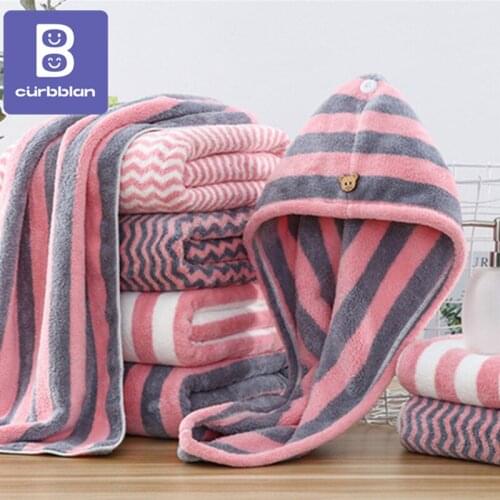 Curbblan Towel Set,1 Bath Towels,1 Washcloths,1 Hair Dry Towels Highly Absorbent Soft Home Bathroom Towels In Stock (Pack of 3)