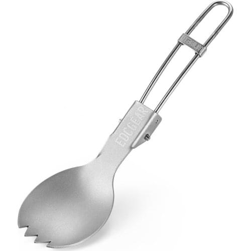1PC Portable Pure Titanium Folding Spoon Mini Fork Spoon Outdoor Tableware EDC Pocket Tool