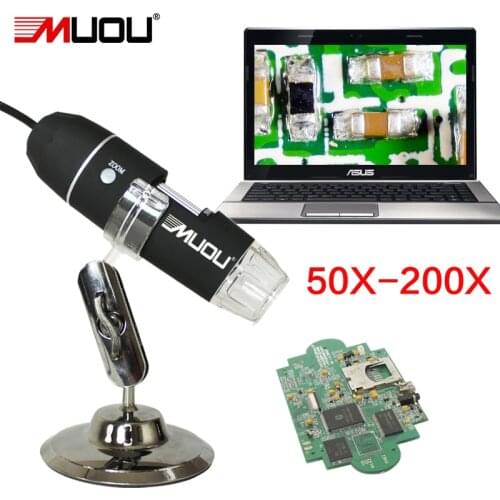 MUOU microscope 200X magnification Electronic magnifier handheld digital microscope USB microscope + measurement