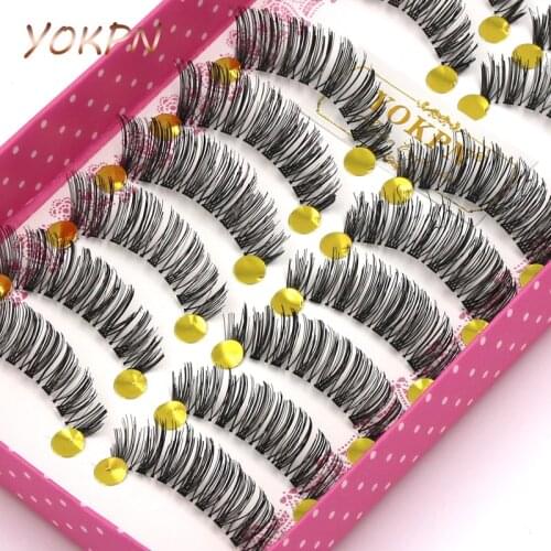 YOKPN Natural False Eyelashes The End Of Eye lengthened Handmade False Eyelashes Thick soft Nude Makeup False Eyelashes Eyelash