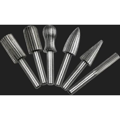 New 6Pcs/set 6mm Shank Engraving Bit Cutter, Burr Wood Carving Rotary Tools - Milling Cutter Hss Carbide Cutter Rotary File Set