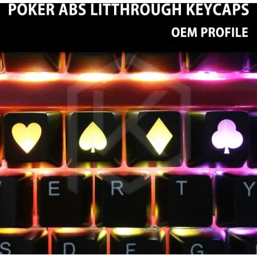 Novelty Shine Through Keycaps ABS Etched, light,Shine-Throughlucky poker oem profile red black