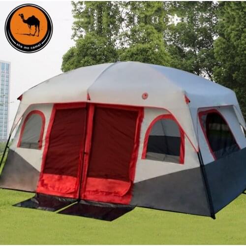New Arrival Ultralarge High Quality Double Layer Two Bedroom 6-12 Person Use Waterproof Camping Tent Large Gazebo