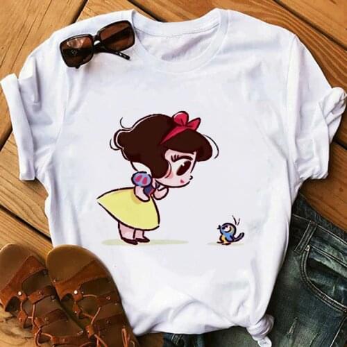 New Women T-shirts Snow White Printed Vogue Harajuku Tops Casual Tee Summer Funy Short Sleeve Female T shirt for Women Clothing