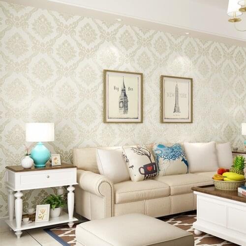 Beibehang Solid Floral Wallpaper Damascus Vintage Classic 3D Wall Papers Living Room Home Decor Yellow Damask papel de parede 3D