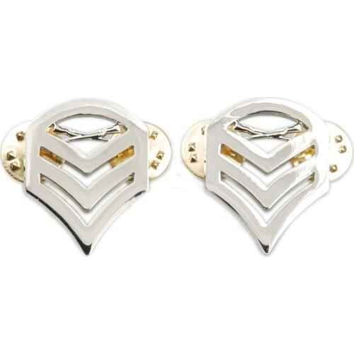 PAIR US ARMY STAFF SERGEANT FIRST CLASS RANK METAL BADGE PIN SILVER