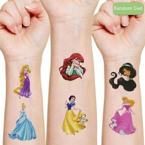 Hot Disney princess Cartoon Tattoo Sticker Random 1pc Action Character Toy Skin Decoration Children Girl Christmas Birthday Gift