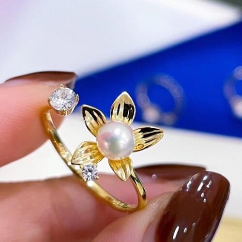 DIY Charm Flower 925 Sterling Silver Adjustable Finger Ring Base Settings Findings Jewelry Parts Fittings Accessories for Beads