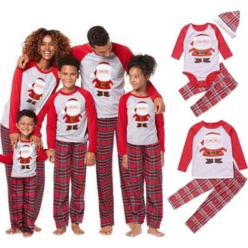 Xmas Family Matching Outfits Christmas Pajamas Daddy Mommy and Me Pjs Clothes Father Mother Daughter Son Sleepwear Tops+Pants