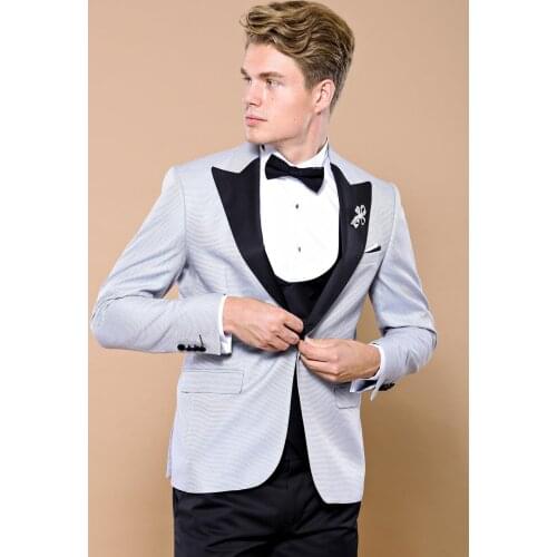 Dot Patterned Grey Vested Tuxedo Wessi