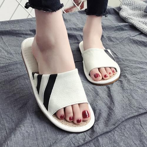 Japan style summer woman/mans flax leather slippers couples indoors slippers anti-slip womans shoes