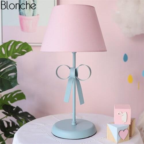 Nordic Bow-knot Table Lamp Pink Desk Lights Living Room Bedroom Girls Princess Bedside Lamp Led Stand Light Fixtures Home Decor