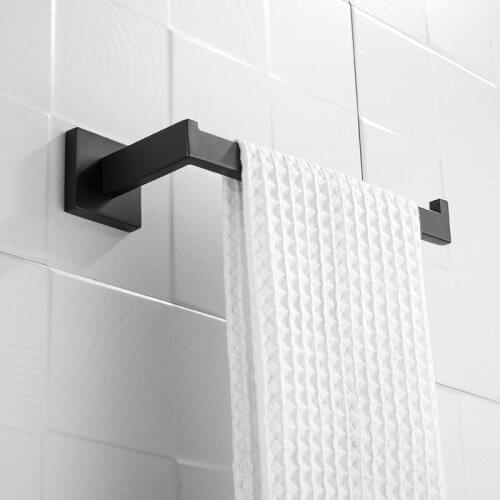 SUS 304 Stainless Steel Matte Black Wall Mounted Towel Bar Towel Rack Towel Ring Hook Bathroom Accessories