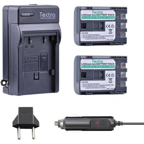Tectra 2PCS NB-2L/NB-2LH 1100mAh Li-ion Camera BATTERY + Digital Charger + Car Plug for CANON camera 350D 400D G7 G9 S30 S40 z1