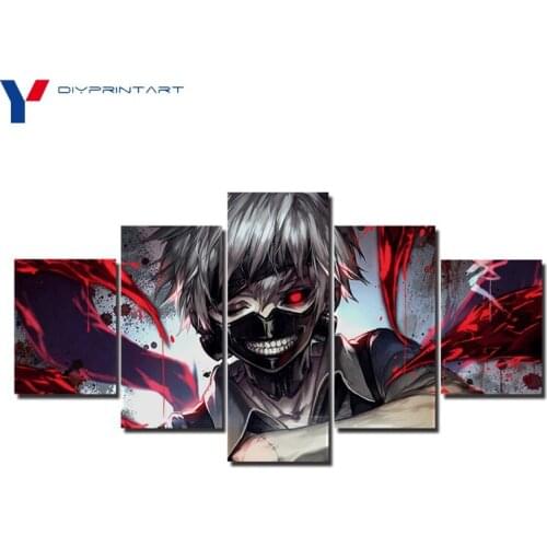 Tokyo Ghoul Bloody Ken Kaneki 5 Pieces Art Print House Decor Canvas Painting for Living Room Decoration A0213