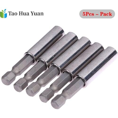 5pcs Extensions Quick Change Extension Bit Set 1/4" Hex Rod Shank Long Handle Screwdriver Tip Holder Hand Tool Set 50mm Bar AA