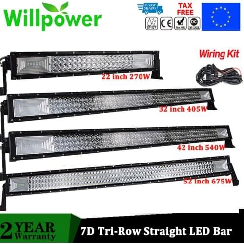 Willpower Bar Offroad LED-Bar 22" 32" 42" 52" inch Straight Tri-Row Driving Work Lightbar for 4x4 Truck ATV RZR Trailer Car