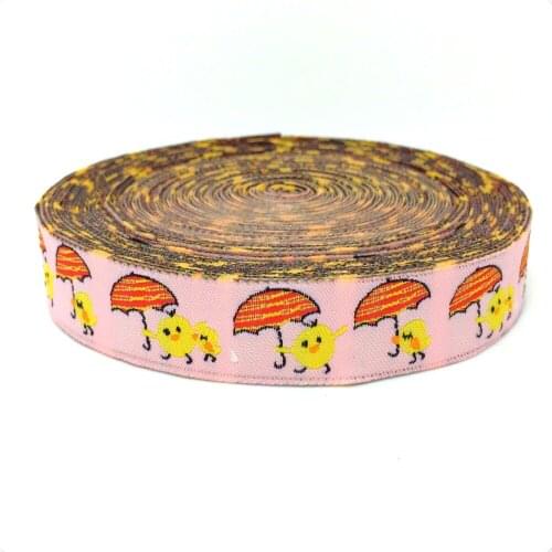 Zakka handmade accessories Jacquard Ribbon 16mm Yellow duck carries an umbrella Cartoon ribbon woven Jacquard Ribbon