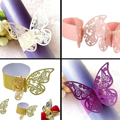 10Pcs Butterfly Style Paper Napkin Rings Family Restaurant Hotel Birthday Wedding Xmas Party Favor Table Towel Decoration Holder