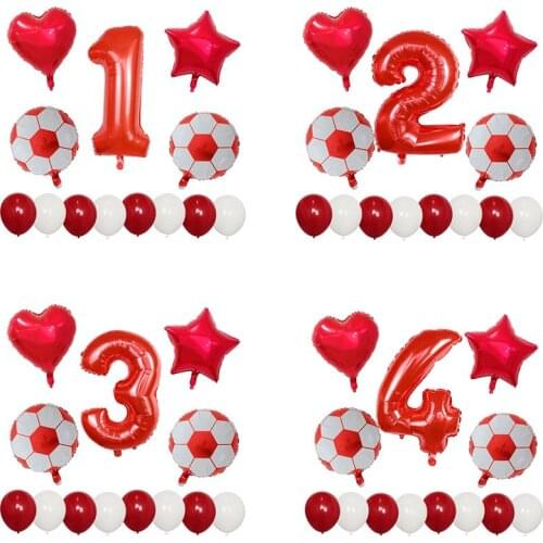 13pcs/set 18" Football Soccer Foil Helium Balloons 30" Number Baby Shower Birthday Party Decoration Kids Toys Latex Air Globos