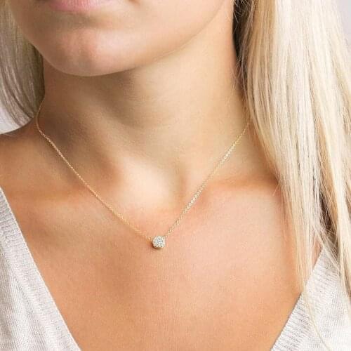14KC GoldS Filled Stainless Steel Round Dot Tiny Dot CZ Choker Necklace Jewelry Gift for Women Girlfriend Sisters