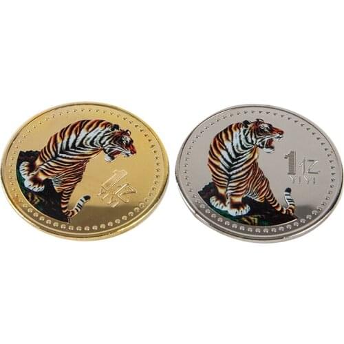 2022 Year of Tiger Commemorative Coin Chinese Zodiac Tiger Year Coins colorful Souvenir Gifts