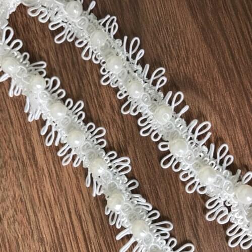 3 Yards Vintage Style Pearl Cord Beaded Lace Trim Lace Beading Pearl Trim Bridal Lace Trims Wedding Craft