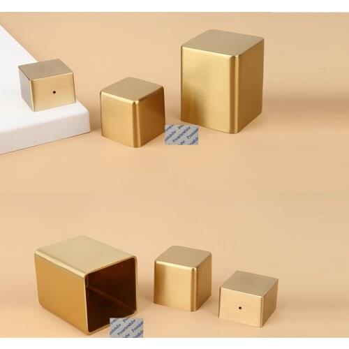 4Pcs Square Brass Furniture Cabinet Table Desk Chair Leg Tip Cap Cover Sleeve End Seal Type