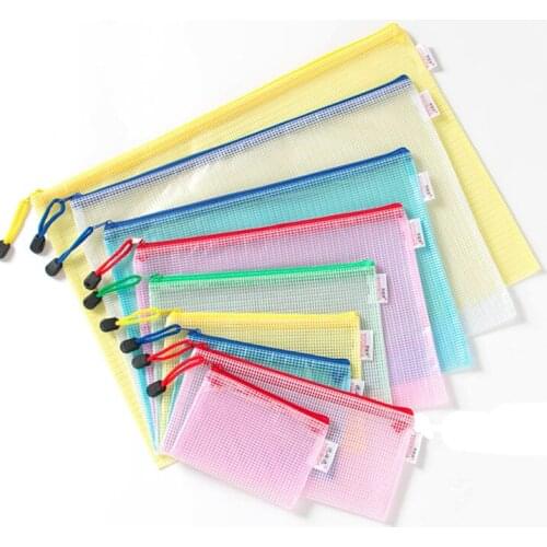 5pcs/lot Gridding Waterproof Zip Bag Document Pen Filing Products Pocket Folder Free shipping Office & School Supplies