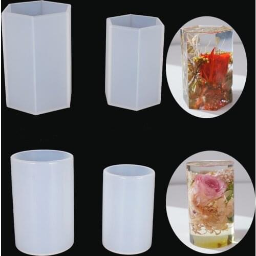 5cm 6cm Hexagonal Cylindrical vase shape Silicone Mold Jewelry Making tool DIY UV epoxy resin molds crafts art