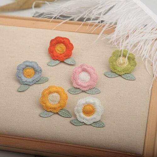 6pcs/lot DIY Embroidery Flower Patches For Clothes DIY Accessory Patches For Clothing Stripe Iron-on Applique Hole Repair