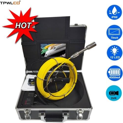 7inch Monitor 23mm Endoscope Tube Camera 20-50m Cable DVR Recording Pipeline Industrial Video Camera System