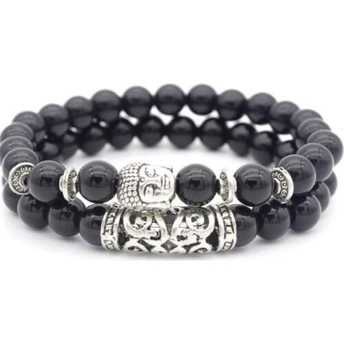 8mm Buddha jr3 white Howlite Yoga elastic thread adjusted Frosted turquoise black volcanic lava Stone bead Bracelet Bangles