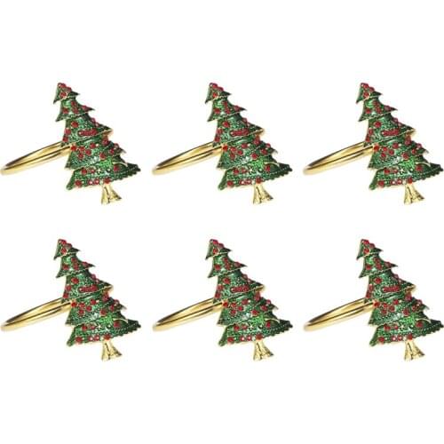 Promotion! 6 Pack Wreath Napkin Rings for Wedding,Christmas, Thanksgiving and Home Kitchen for Casual or Formal