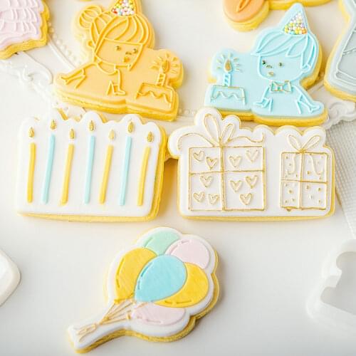 Acrylic Happy Birthday Embossed Mold Fondant Sugar Craft Cookies Embosser Cutter Birthday Stamp Mold Fondant Cake DecoratingTool