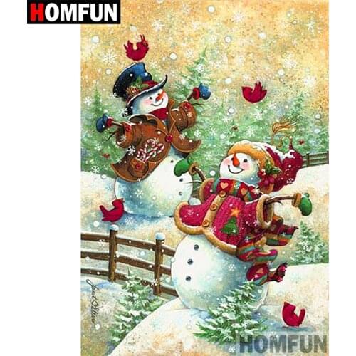HOMFUN 5D DIY Diamond Painting Full Square/Round Drill "Snowman bird" 3D Embroidery Cross Stitch gift Home Decor A01291
