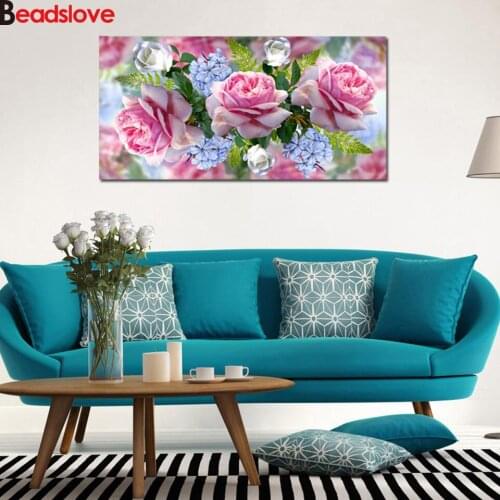 5D Diamond Painting floral collage Of Rhinestones Diamond Embroidery wedding gift pink rose Diamond Mosaic Valentines Day