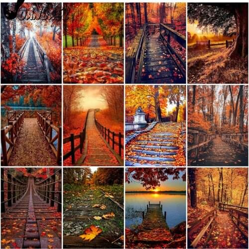 Diamond Painting Autumn Forest Diy Wall Art Path Landscape Sticker Diamond Embroidery Room Decoration Gift