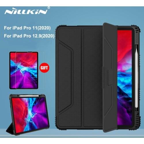 For Apple iPad Pro 11 2020 Case Nillkin Luxury Shockproof Bumper PU Leather Smart Sleep Flip Tablet Case for iPad Pro 12.9 2020