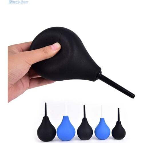 Hot 89/160/220ml Pear Shaped Enema Rectal Shower Cleaning System Silicone Gel Blue Ball For Anal Anus Colon Enema Anal Cleaning