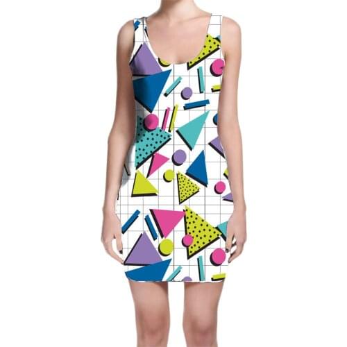 Custom Made 90s Retro Print Sublimation Print Milk Silk Dress