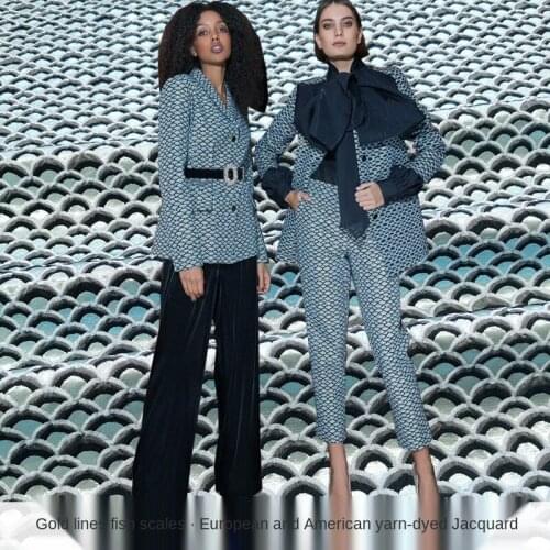 Beautiful fish scale luxury gold silk jacquard dress fabric, sewing fabric factory store is not out of stock