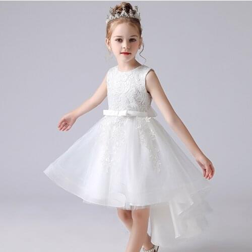 Summer Tail Lace Dress For Girl 2021 Children Wedding Bridesmaid Dresses Kids Princess Vestidos Formales 3 4 5 6 8 9 10 12 Years