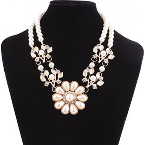 80% Hot Sales!!Women\s Bohemian Artificial Pearl Flower Pendant Necklace Choker Jewelry Gift