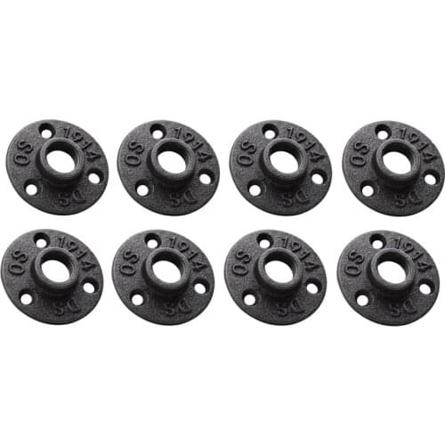 JFBL Hot 3/4 Inches Malleable Cast Iron Pipe Flange, 3/4 Inches Black Pipe Threaded Pipe Nipples, 8 Pcs