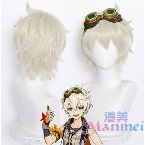 Hot Game Genshin Impact Bennett Cosplay Wig Ash Gold Hair Halloween Carnival Fancy Party Cosplay Props for Carnival Comic Show