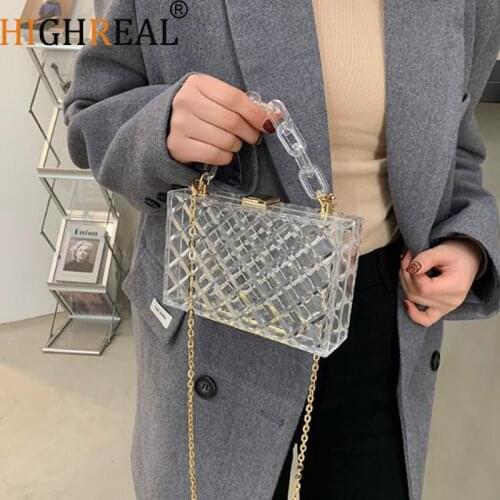 Fashion Clear Acrylic Box Bags Women Crossbody Bag Designer Chain Shoulder Bag Female Transparent Womens Handbag Phone Purses